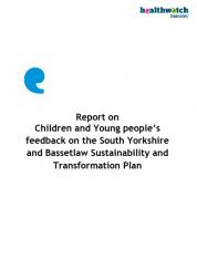 Report cover with blue speech mark, Barnsley Healthwatch logo and title